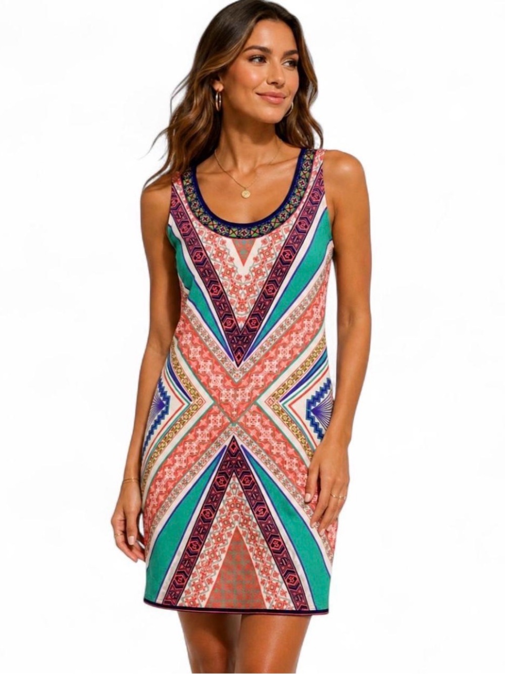 FLYING TOMATO BOHO GEOMETRIC MINI DRESS — SIZE M